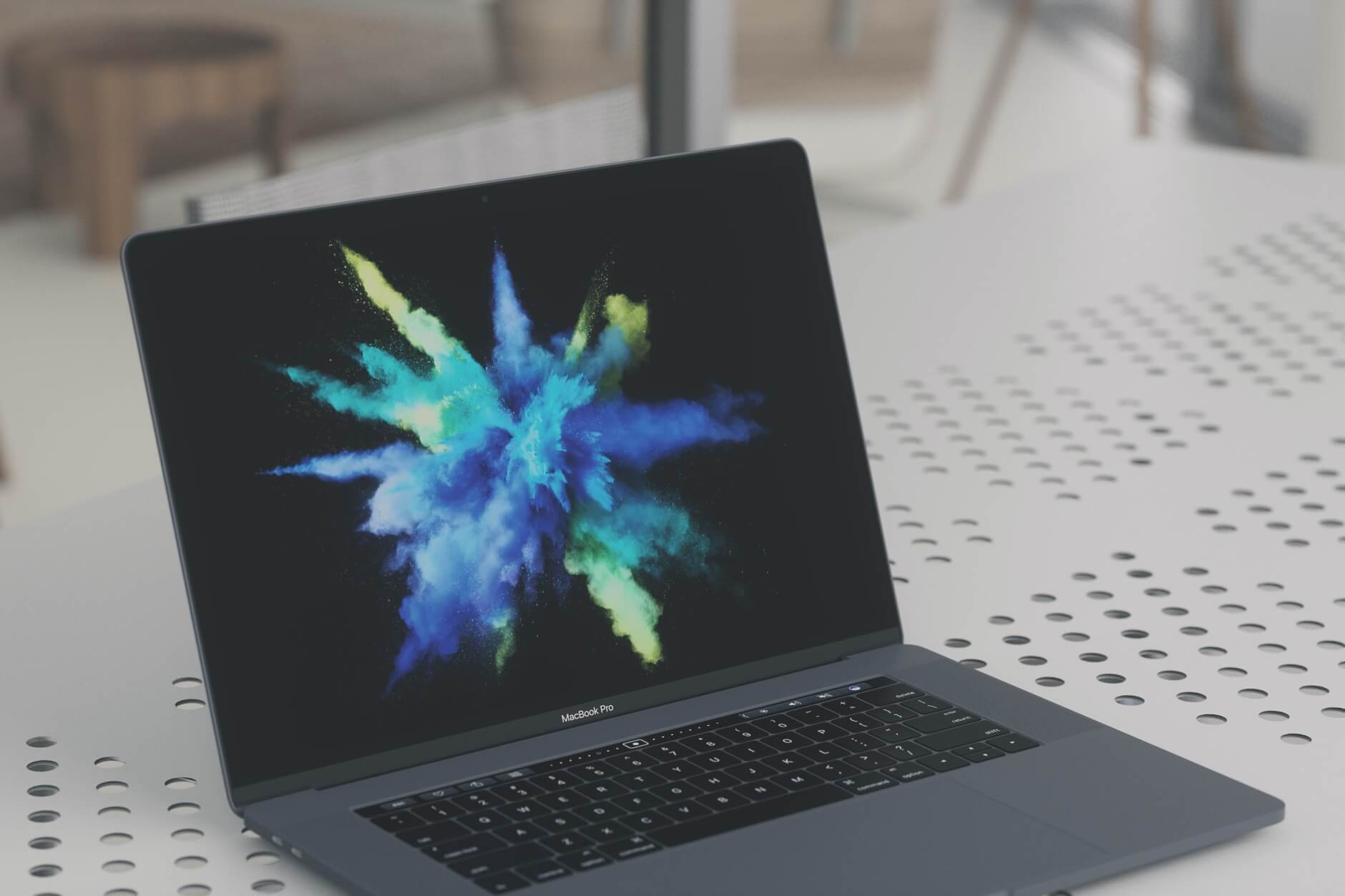 A laptop on a desk